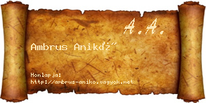 Ambrus Anikó névjegykártya